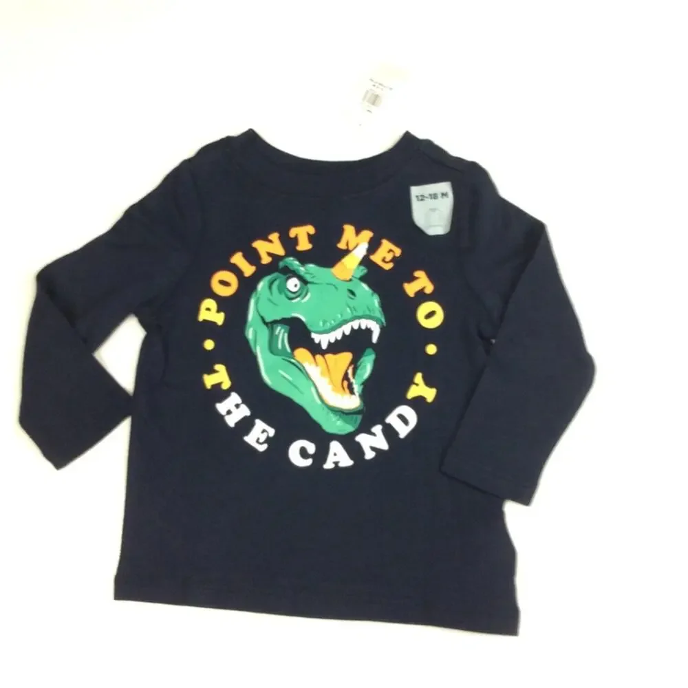 Old Navy Kids Long Sleeve Halloween Theme Tee Sz 12-18 M